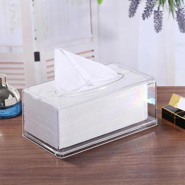 Gjennomsiktig akryl tissue boks serviettholder stue hjemme oppbevaringsboks papirboks-jbk