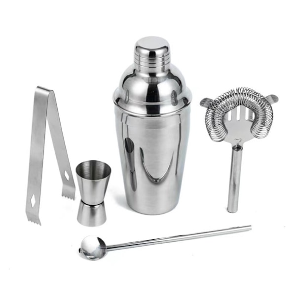 Cocktail shaker Sett - Rustfritt stål Sølv 5 deler