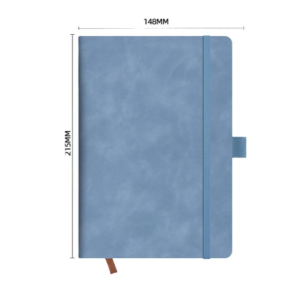 Notesbog - A5 - Hardcover - Notesblok - A5 [Spiralindbinding] Blødt, hudvenligt lammeskindslæder, lyseblå - Én notesbog
