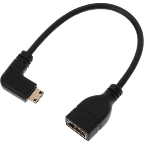 90° kaareva HDMI-kaapeli Mini USB -urosliittimellä
