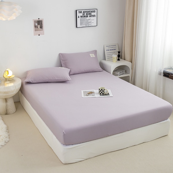 Påslakan bomullslakan pålitslakan enkelt påslakan cover enfärgad madrass 120 x 200 cm milk purple