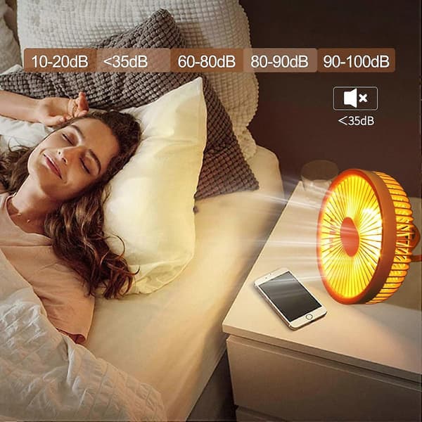 Bordventilator USB Genopladelig Bærbar Ventilator med LED Lys Støjsvag Ventilator Køleventilator - Grå