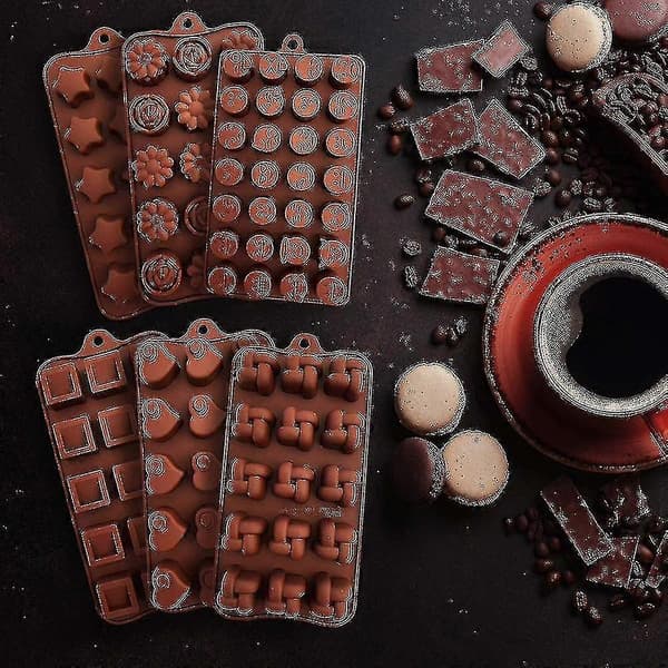 6 Stykker Kakeform Multi Stil Silikon Sjokoladeform L Baking