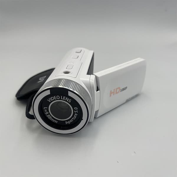 HD digitalkamera med vidvinkelobjektiv vit