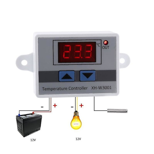 12V Digital LED Temperaturregulator Termostat Kontrollbryter