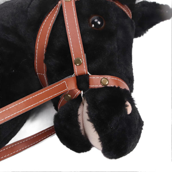 Plush Hest Ride Stick til Børn Balance Udvikling Robust Træstang Blød Plush Hest Hoved Stick Legetøj