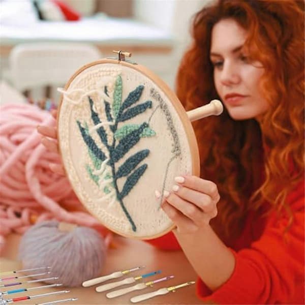 35 st Punch Needle Kit, Punch Needle Verktyg Justerbar Punch Needle Broderikit för Broderigarn