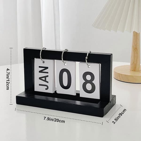 Kalender - 2026 Kalender - Evig träkalender - Daglig kalender med sidor - Stort återanvändbart format
