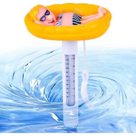 Flydende termometer, flydende pooltermometer, tegneserie dyreformet vandtermometer med reb til indendørs og udendørs pools (termometer)