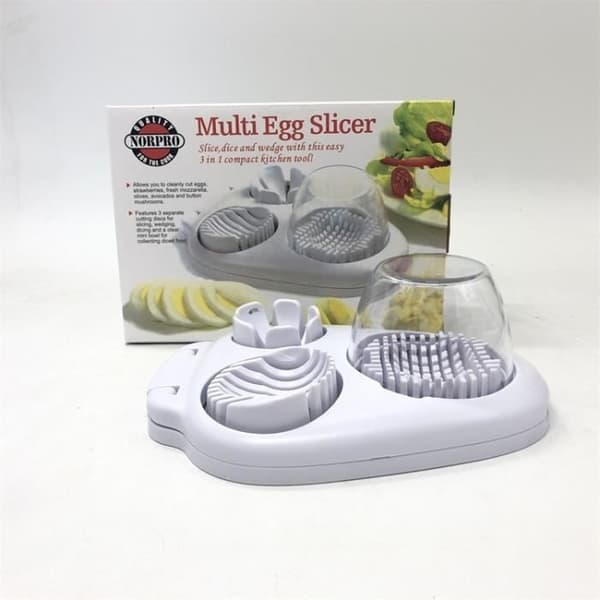 Eggeskjærer - Rustfritt Stål - 3 Kutteskiver - Multifunksjonell - Skjærer Egg og Auberginer