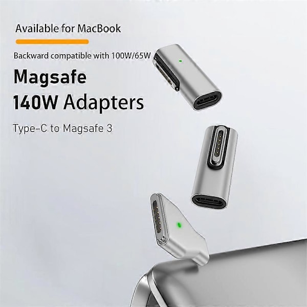 Magnetisk Typ A till Typ-C Adapter PD 140W Snabbladdningsomvandlare för MacBook