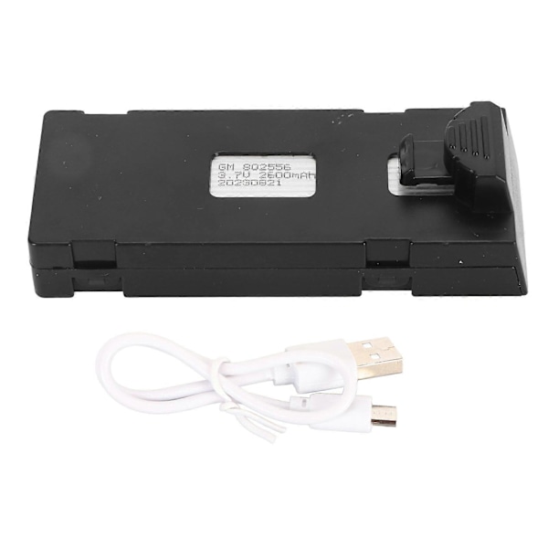 3.7V 2600mAh UAV Lithium Batteri Bærbar Quadcopter Lithium Batteri Til E88 E88PRO E525 E99 E99PRO P1 P5PRO K3 S1 P8 S98 Sort