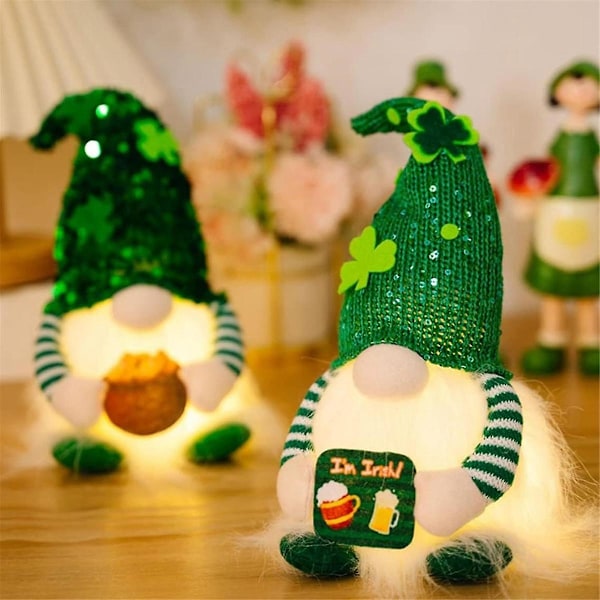 Tomte för St. Patricks Day - Plysch Irsk Tomte Grön Ansiktslös Docka Skandinavisk Tomte för St Patricks Day Dekorationer