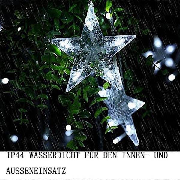 12 Stjärnformade LED-Ljuskedja, Julbelysning, Stjärnridå, 138 LED, 8 Ljuslägen, för inomhus, utomhus, jul, fest, dekoration, bröllop, trädgård