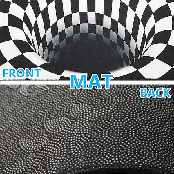 Optisk Illusion Tæppe 3d Stereo Ternet Vortex Optiske Illusioner Tæppe Sjov Fornemmelse Af At Falde Sort & Hvid Anti-Skridsikker Plaid Hul Areal Tæppe Til Spisestue