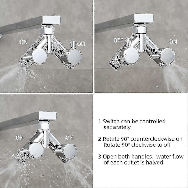 Messing Dusj Diverterventil Avstengningsventil 2-veis Y-splitter 1/2 tomme kompatibel for Dusjslange og Dusjhode Krom Dsf014a