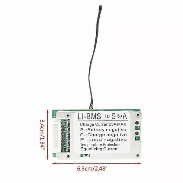 10S 36V 30A Li-Ion Batteriskydd BMS PCB-kort med Balanseringsfunktion js