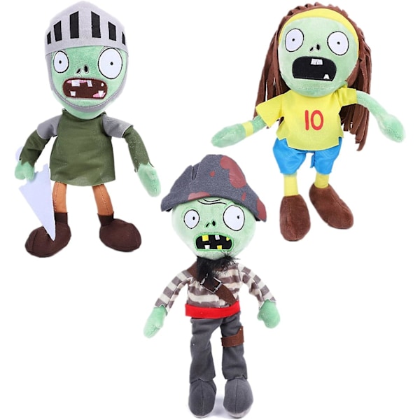 SBSG 3 stk. Plants vs. Zombies Myke Zombier Sett Leke Kaptein Zombie, 1 2 Myke Fyllte Ridder Zombier Dukke