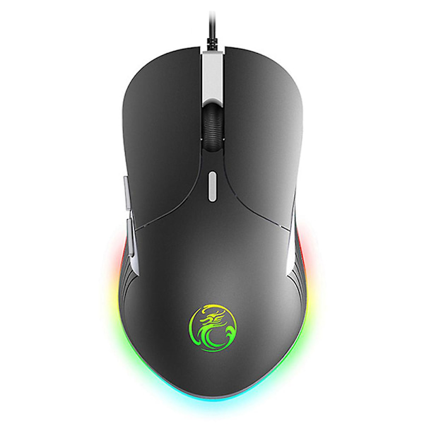 iMICE X6 Ergonomisk 6-knappers RGB-mus med pustende lys, kablet, for bærbare datamaskiner