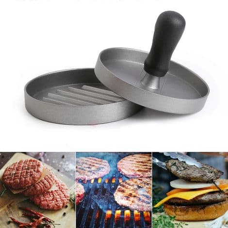 Professionell stekhällstillbehörssats: baconpress och hamburgarform
