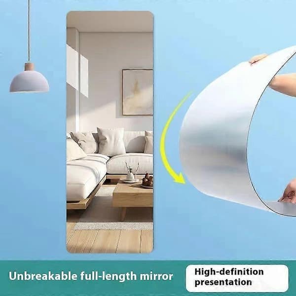 50 x 150cm Rektangulär Akryl Spegel Väggmonterad Självhäftande Spegel för Badrum Sovrum