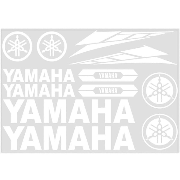 Klistremerke for YAMAHA motorsykkel, logo, tank, dekalsett, kjøretøyinnpakning - FARGE: Hvit