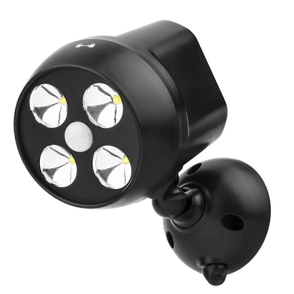 600 lumenin ulkokäyttöön tarkoitettu LED-turvavalo, paristokäyttöinen langaton liiketunnistinvalo (musta)