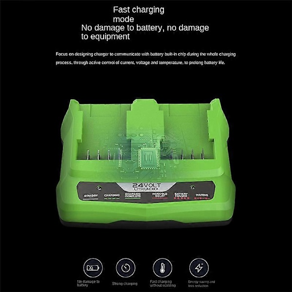 Li-Ion Batterioplader til Greenworks 24V Genopladelig Motorsav Lithium Batteri Elektrisk Værktøj Skruenøgle