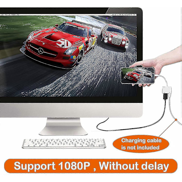 HDMI Adapter til iPhone, 1080p Digital AV Adapter til I-phone til TV, Plug and Play-forbindelse Kompatibel med I-phone 12/11 /x /xr /xs /7p/8p