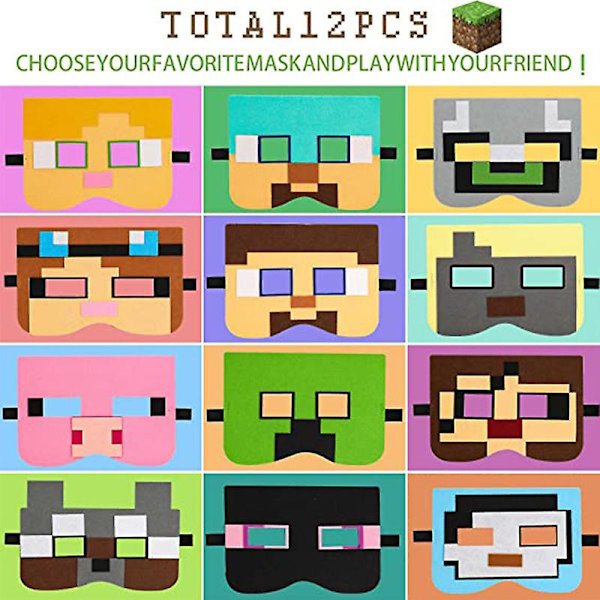 Robot Videospil Tema Festudstyr: Pixel Filtmasker Festgaver Til Børn - Klæd Dig Ud Kostumer, Maskerade Tegneserie Cosplay Og Fødselsdagsgaver Til