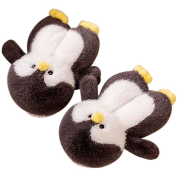 Söt tecknad Penguin Cub Baby plysch tofflor Home House Halkfria bomullsskor 36 to 37
