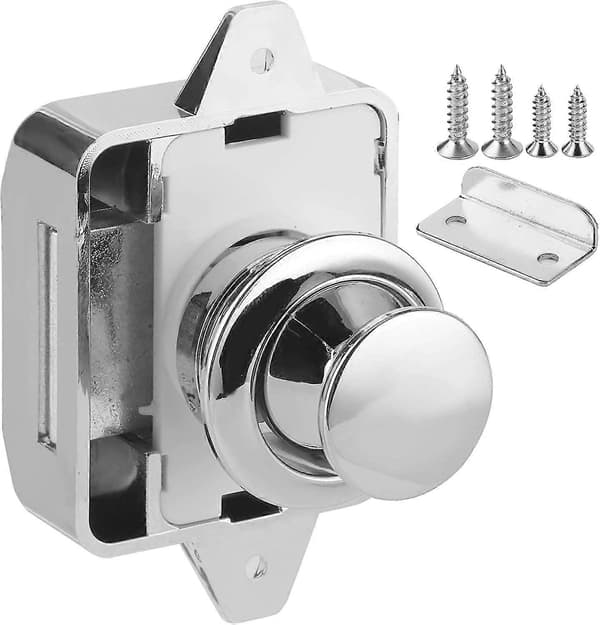 RV Knapplås Låda Knapplås Båt Skåplås Möbelbeslag (silver) (1st)