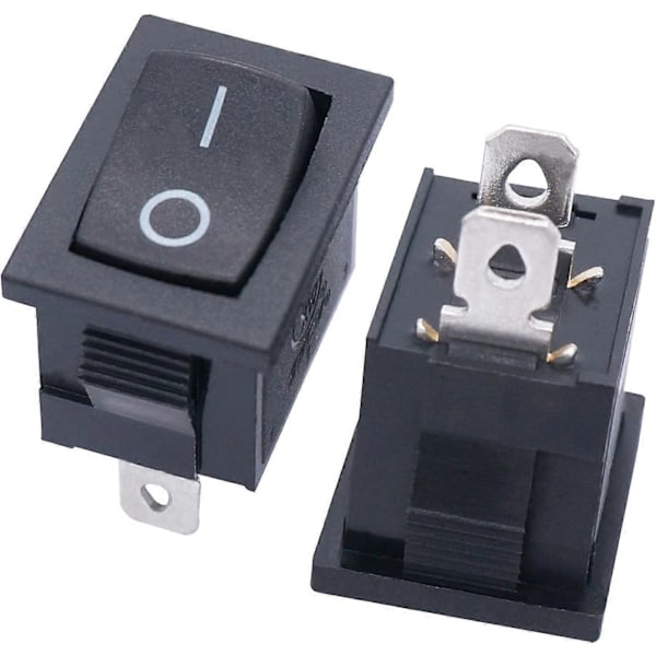 10 stk. vippekontakt sort On/Off SPST 2 ben 2 positioner KCD1 AC 250V/10A 125V/12A KCD1-1-101-BK