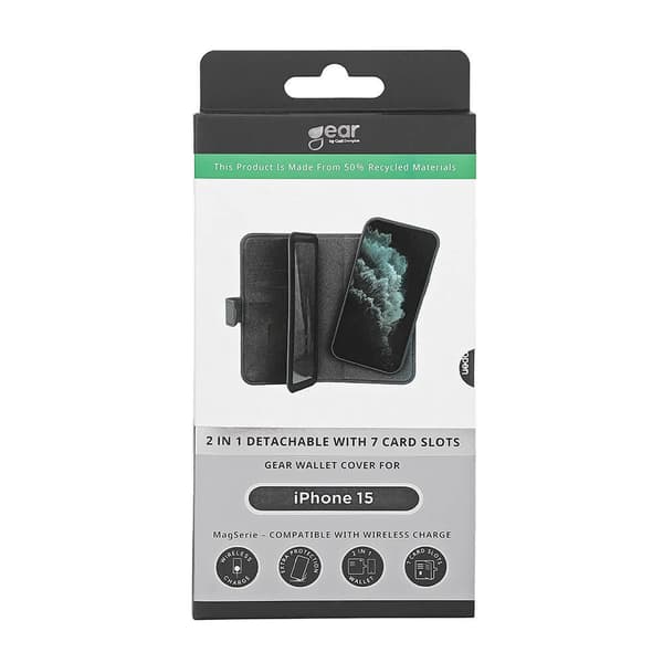 Mobilcover 2-i-1 7 kortpladser MagSeries Sort - iPhone 13/14/15