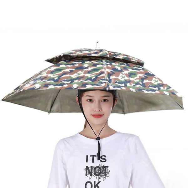 Iført en paraplyhatt, tolags hatteparaply, praktisk åpen ventilasjon, regntett fiskehatt kamuflasje Camouflage