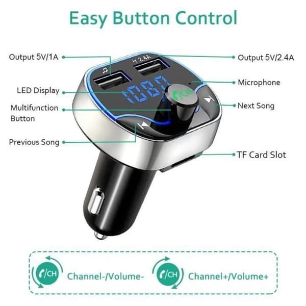 FM-lähetin - Bluetooth 4.2 - Autolaturi - MP3-soitin - Handsfree