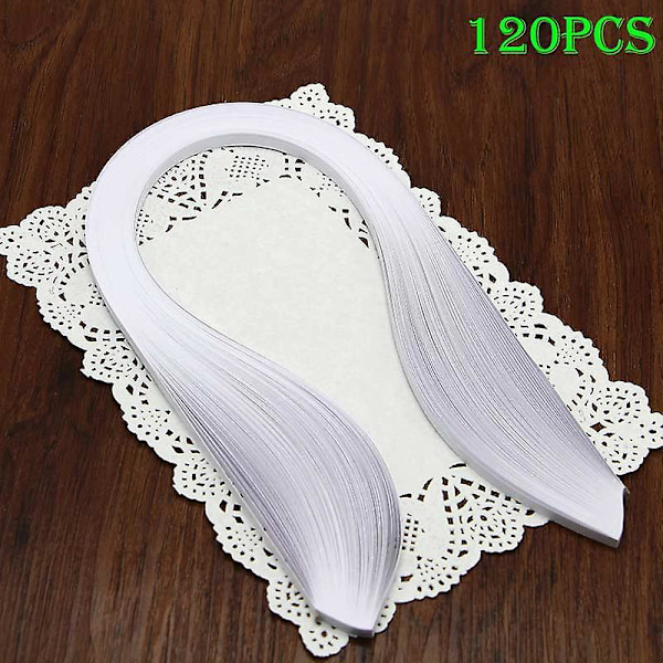 120 st 5 mm Vit DIY Pappersvikning Papperskonst Quilling Origami Material