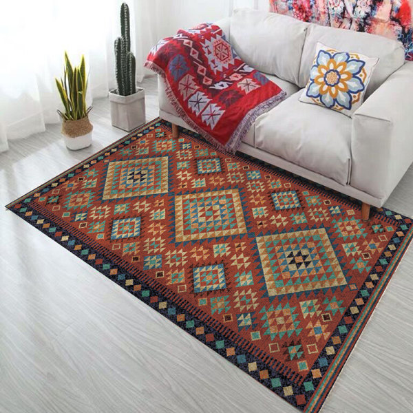 Bohemisk matta mjuk, halkfri tvättbar vintage , orientalisk distressed kort lugg Bosnian carpet-4