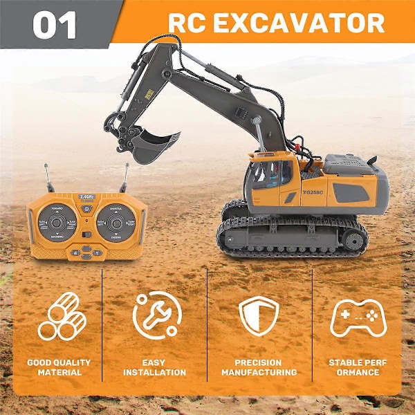 2.4G Trådløs RC Gravemaskin Fjernkontroll RC Lastebil Beltevogn Elektrisk Ingeniørkjøretøy Leker f