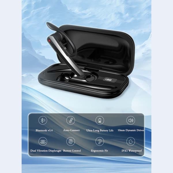 ENC støjreducerende enkeltøre Bluetooth-headset - sort, 360° roterende ørekrog, lang batterilevetid, kompatibel med Huawei