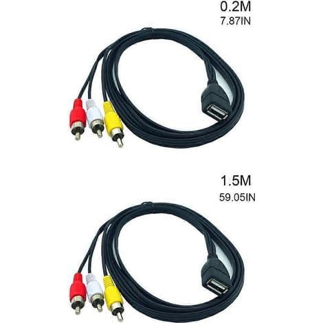 USB til 3 RCA hunnkabel, USB A til 3 RCA hann, kompositt lyd-videoadapter - 0,2m