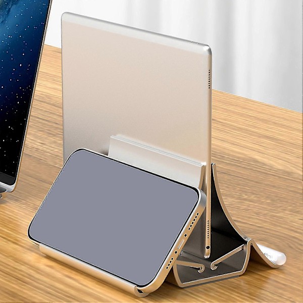 Bedste Automatisk Justerbar Skridsikker Silikon Laptop Vertikal Stativ Gravity Selvlåsende Opbevaring Desktop Computer Dock Til Ipad