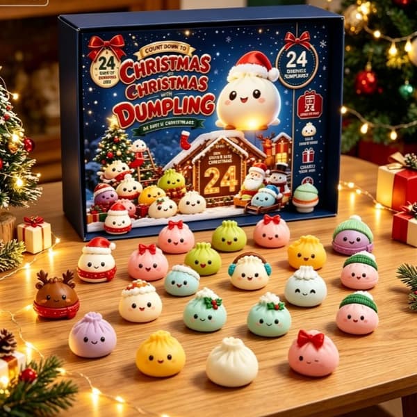 Julklimp Adventskalender Blind Box, 24 st Tecknade Klimpklämleksaker, Julöverraskningspresent