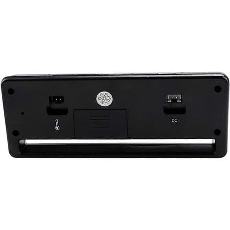 Biltermometer voltmeter til indendørs og udendørs brug, baggrundsbelyst vækkeur, bilpynt, måler temperatur og batterispænding.