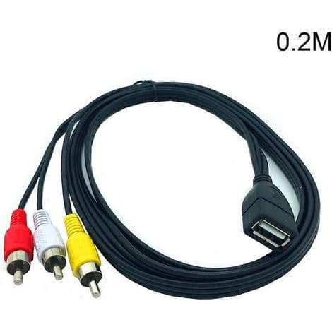 USB till 3 RCA hona-kabel, USB A till 3 RCA hane, komposit ljud-videoadapter - 0,2m