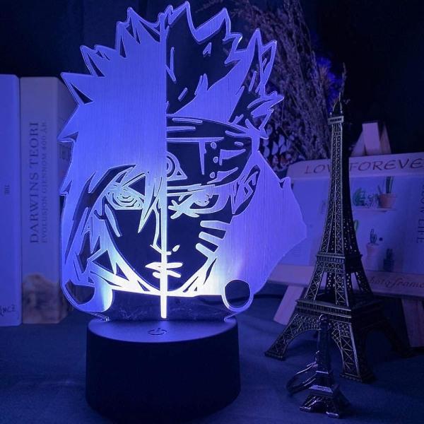 Wekity 3d yövalo anime Naruto Uzumaki 3d lampun led kosketusanturin väriä muuttava yövalo Sasuke Uchiha lasten led-pöytälamppu yöpöytä