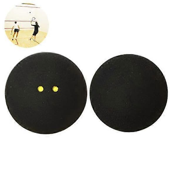 2 stk Squashbolde To Gule Prikker Lav Hastighed Trænings Squashbolde Sort Gummi Racketbolde