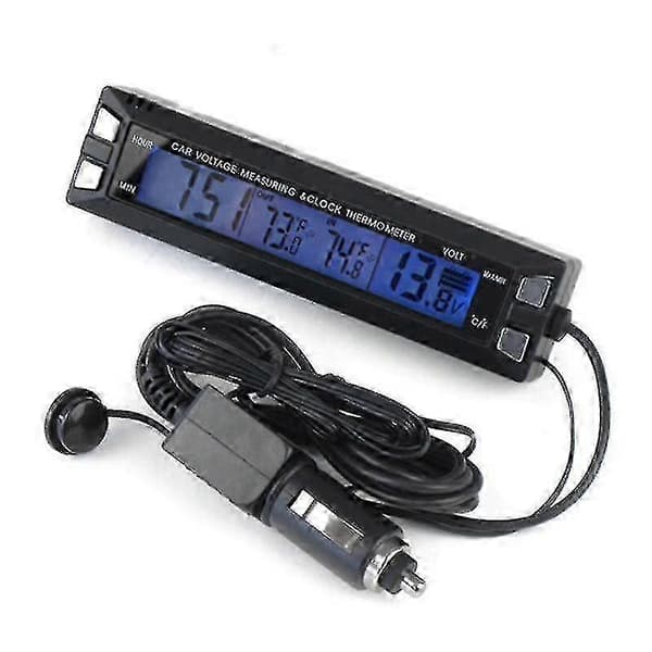 3 i 1 bil digital automatisk termometer voltmeter klocka spänning temperaturmonitor 12v utomhus inomhus led