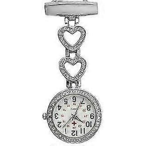 Dame Hjerte Stål Sygeplejerske Læge Tunika Broche Quartz Fob Lomme Medicinsk Ur