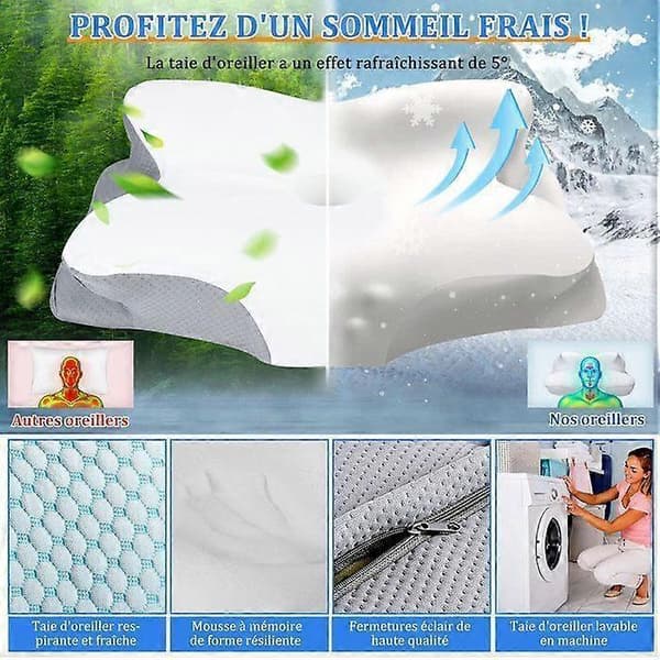 Memory Pillow - Ergonomisk Ortopædisk Kølende - Hvid